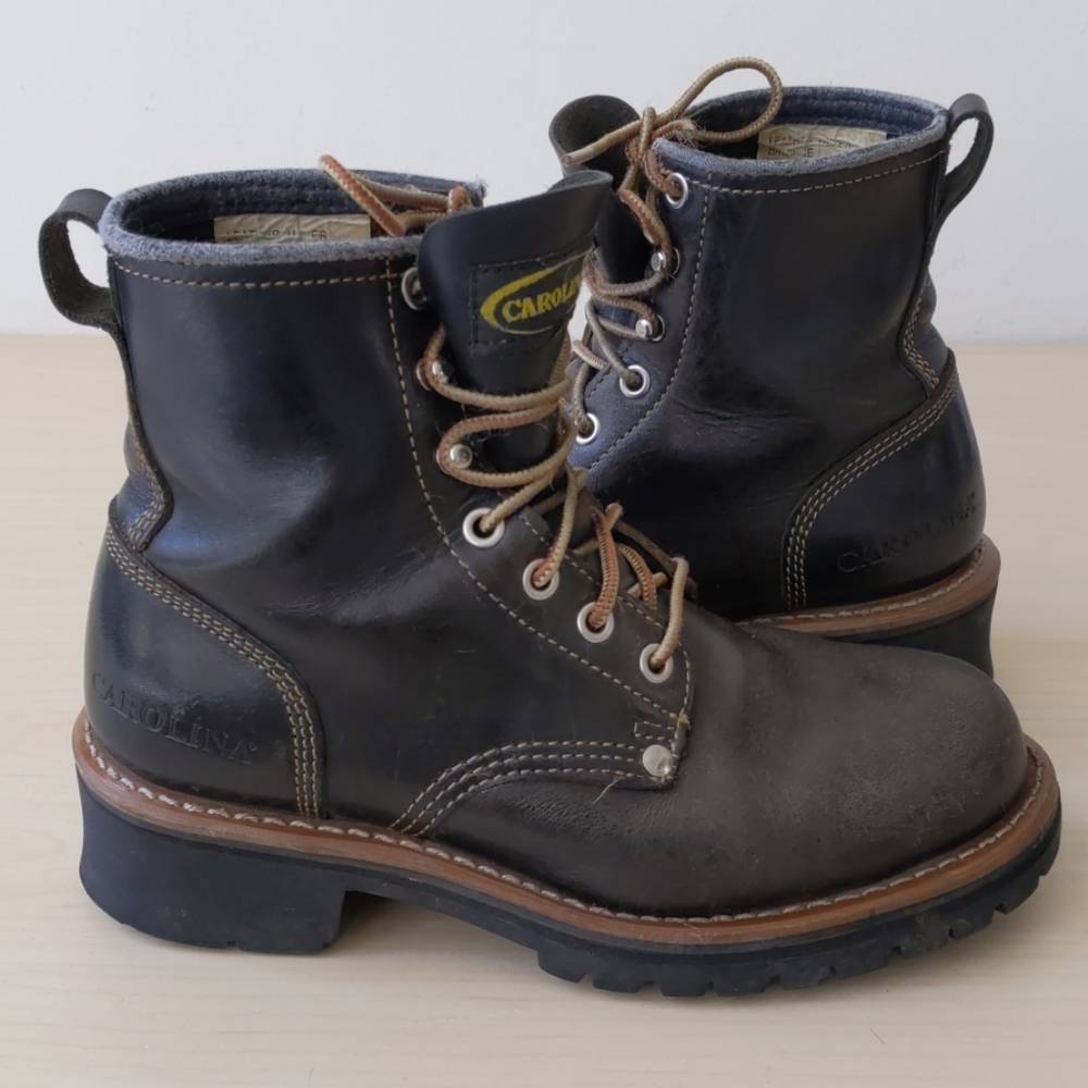 Carolina Ankle Work Boots Dark Brown Leather 7